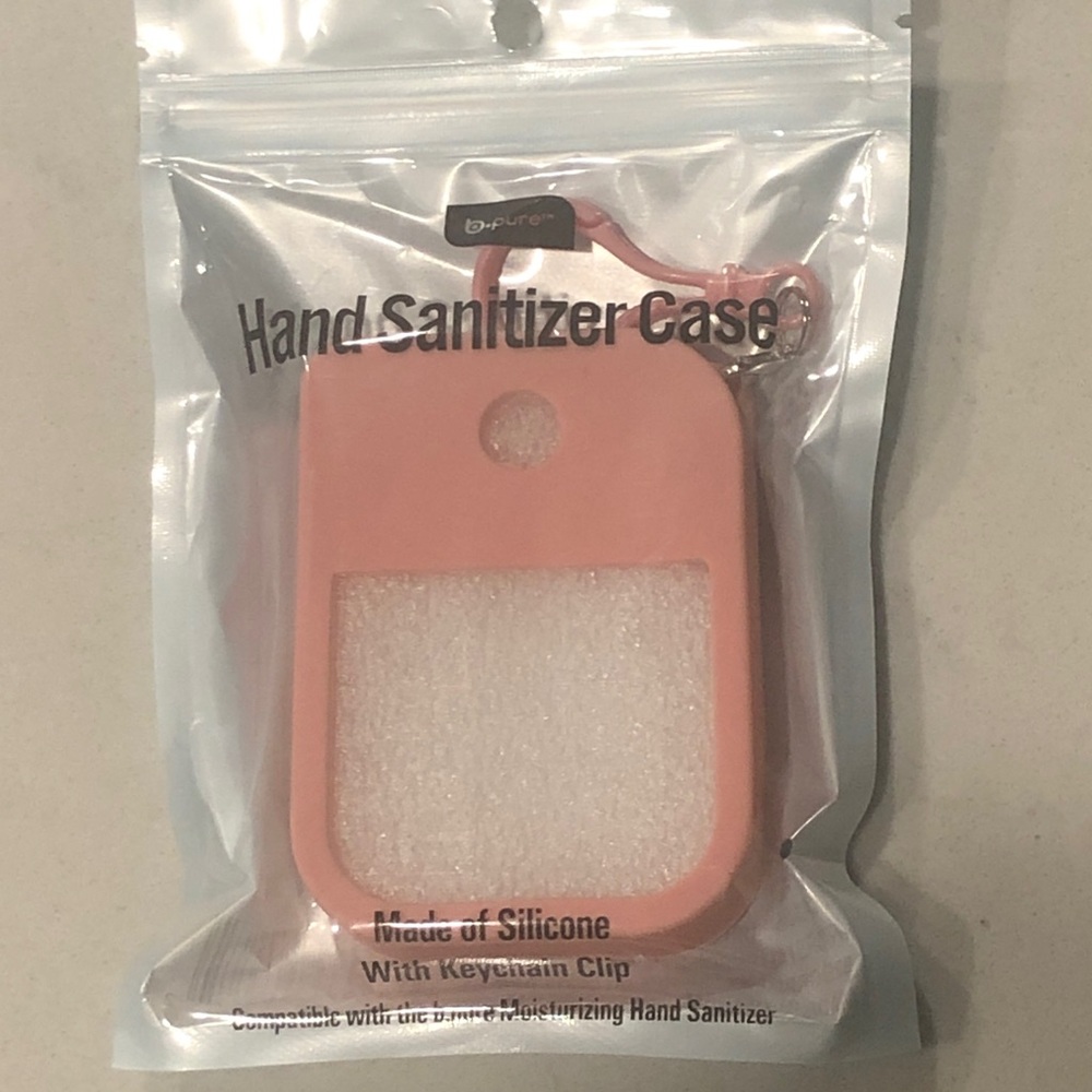 b-pure Pink Silicone Hand Sanitizer Holder with Clip